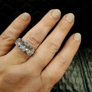3 Stone Large Sterling CZ Wedding Anniversary Ring 💍